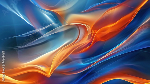 Abstract Blue and Orange Elegant Waves Background Wallpapers