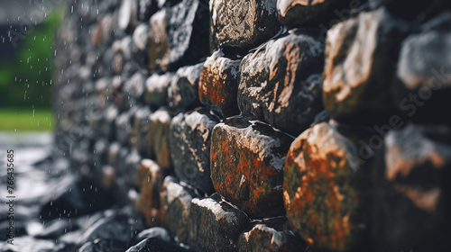 Time-Worn Crude Old Stone Wall photo