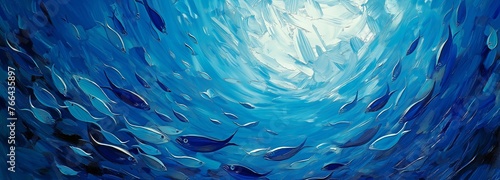shoal of fish circling in the water