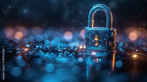 Internet security online concept: Padlock With Keyhole icon in. personal data security Illustrates cyber data security or information privacy idea. Blue abstract hi speed internet technology