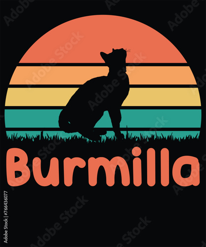 Burmilla cat sunset t-shirt design