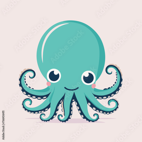 Cute adorable octopus cartoon illustration vector artwork for children
