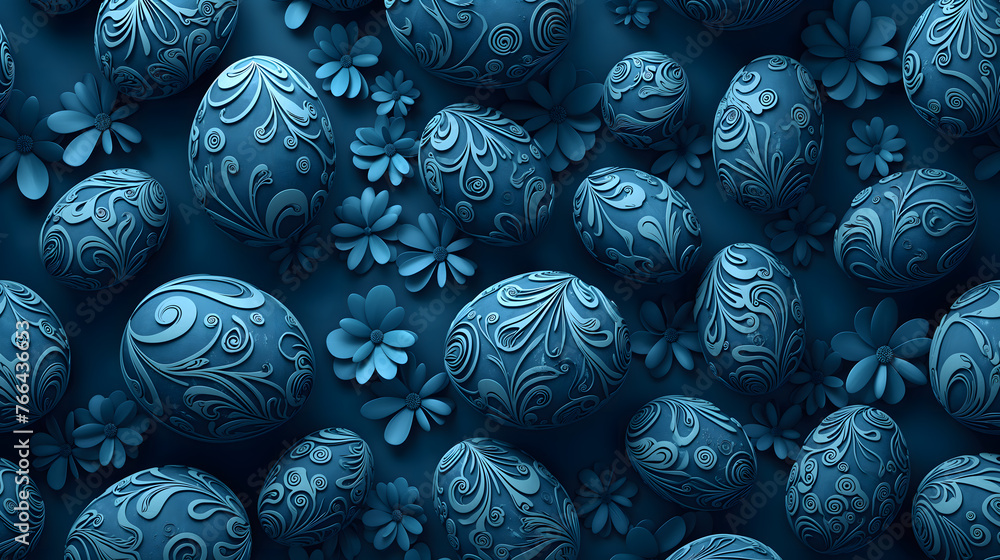Enchanting Collection of Decorative Blue and Gold Easter Eggs Enchanting Collection of Decorative Blue and Gold Easter Eggs