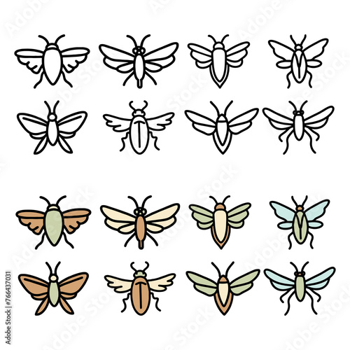 GROUP OF EIGHT BUGS, DRAWINGS OF INSECTS WITH WINGS © Cintia
