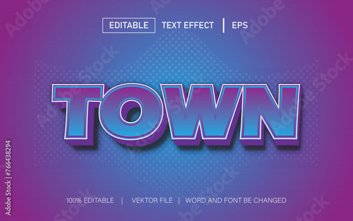 town text editable eps text effect