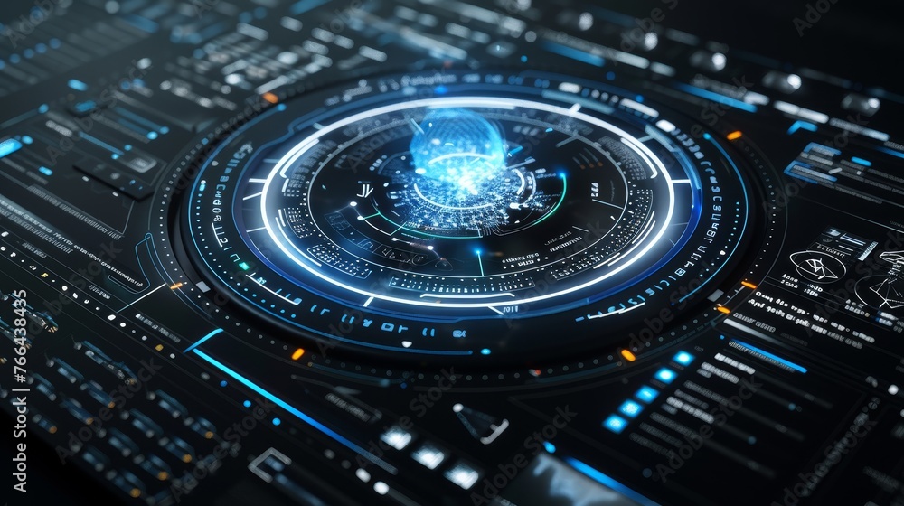 A high-tech, futuristic interface featuring holographic display panels, dynamic data analytics, and interactive touch elements symbolizing cutting-edge technology. A high-tech, futuristic interface featuring holographic display panels, dynamic data analytics, and interactive touch elements symbolizing cutting-edge technology.