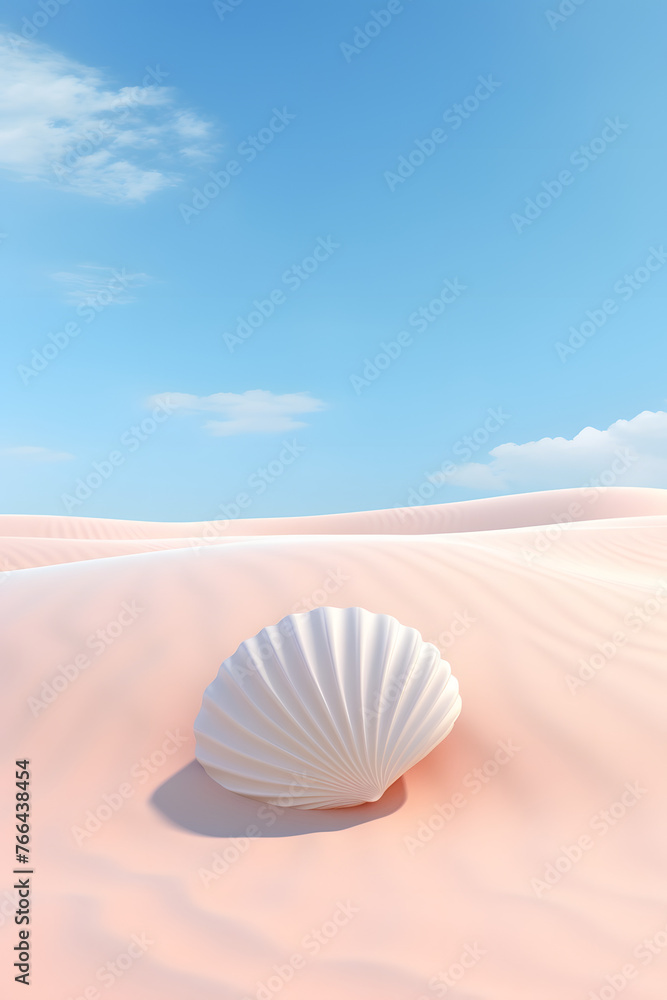 Coastal Simplicity: Single Seashell Minimalist Illustration Coastal Simplicity: Single Seashell Minimalist Illustration