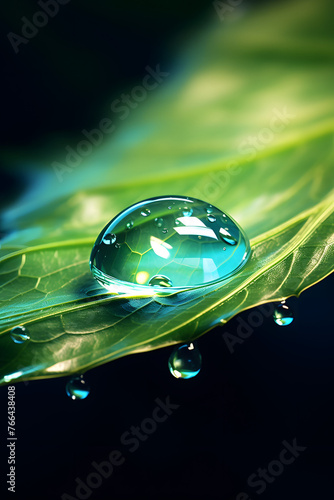 Delicate Beauty: Macro Water Droplet on Leaf