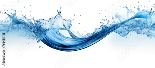 Close-up view of a water wave captured against a plain white background, showcasing the dynamic motion and texture of the liquid