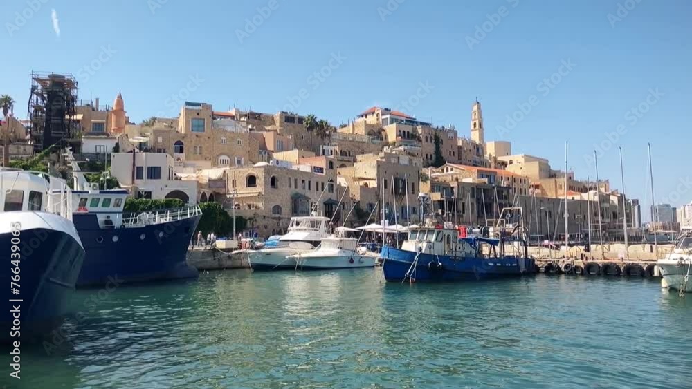 Jaffa. Tel Aviv Israel. Panorama of the ancient Arab city from the sea, Mediterranean yachting. Jaffa. Tel Aviv Israel. Panorama of the ancient Arab city from the sea, Mediterranean yachting.