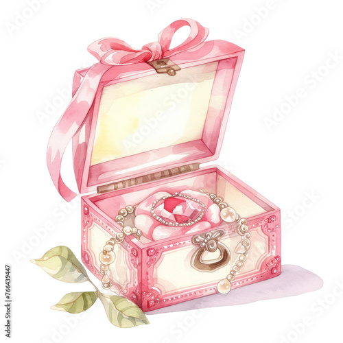  watercolor jewelry box with flowers , jewelry box