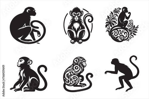 silhouettes Vector design of monkey 