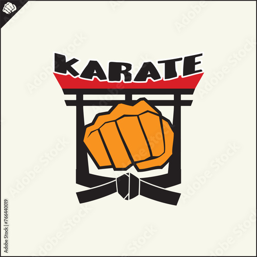 Emblem of karate. Martial art colored symbol, logo creative design emblem. Vector.
