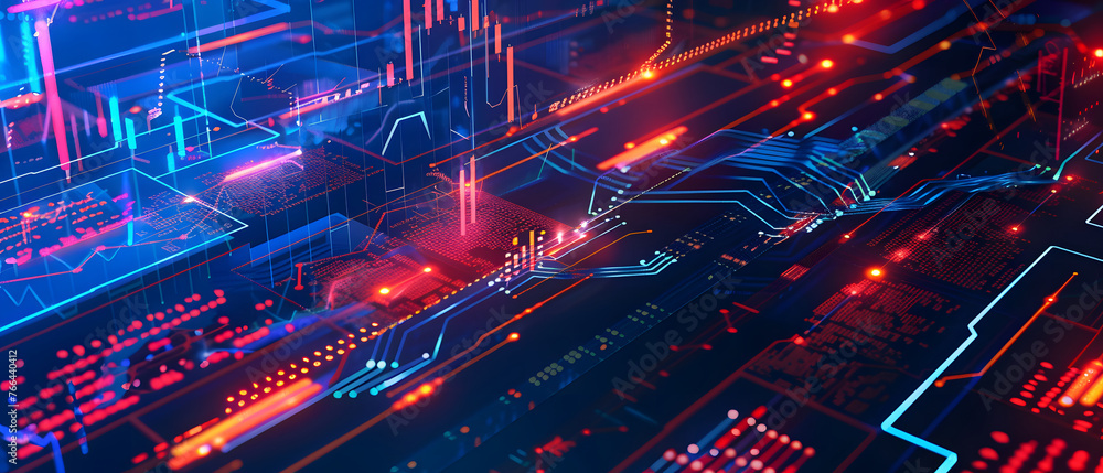 Obraz premium Abstract Business Stocks Crypto Cryptocurrency with Graphs