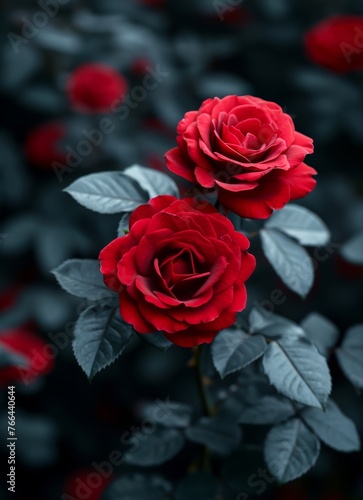 Vibrant Red Roses in Full Bloom