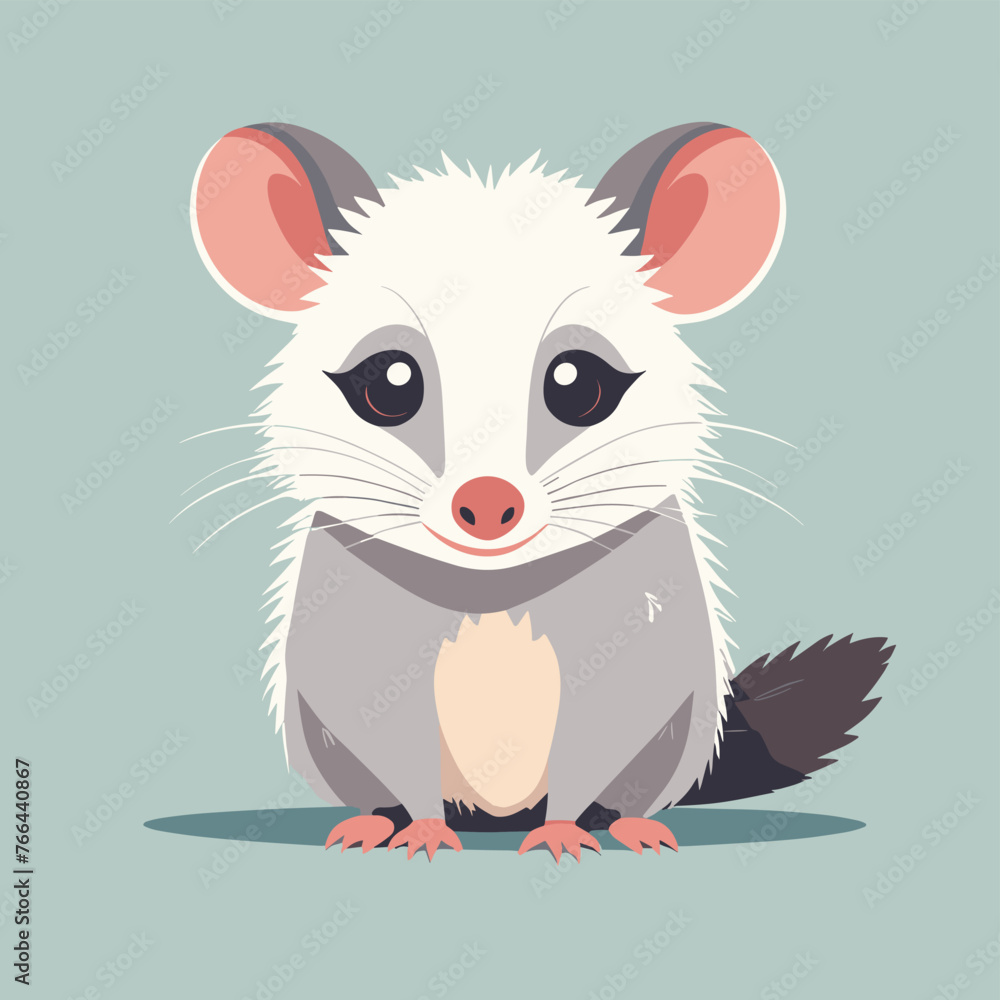 Cute opossum flat vector illustration Cute opossum flat vector illustration