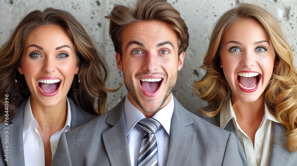 Exuberant Business Team Celebrating Success Indoors