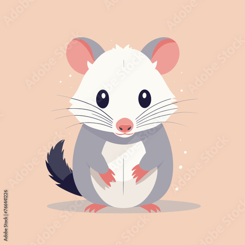 Cute opossum flat vector illustration © umut hasanoglu