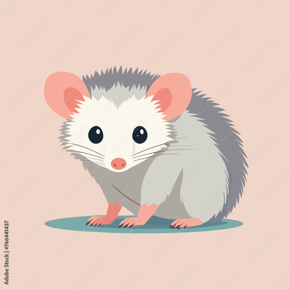 Cute opossum flat vector illustration Cute opossum flat vector illustration