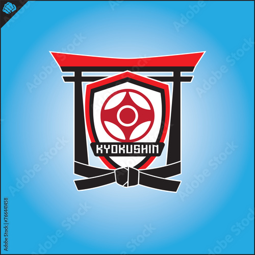 Emblem of kyokushin karate. Martial art colored symbol, logo creative design emblem. Vector.