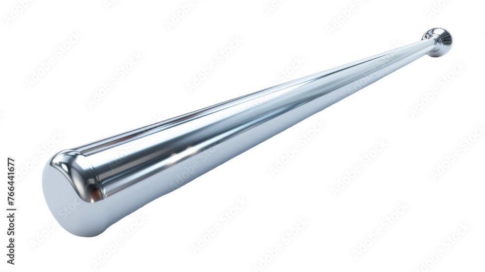 A sleek metal object stands in solitude against a pure white backdrop A sleek metal object stands in solitude against a pure white backdrop