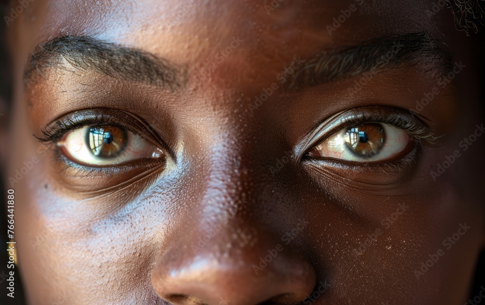 African American black Woman eyes close-up - obrazy, fototapety, plakaty 