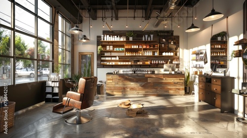 Design a salon that incorporates a small boutique selling hand-picked hair care products  accessories  