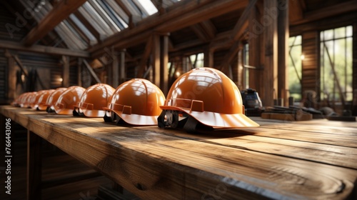 Hard Hats in a Workshop photo