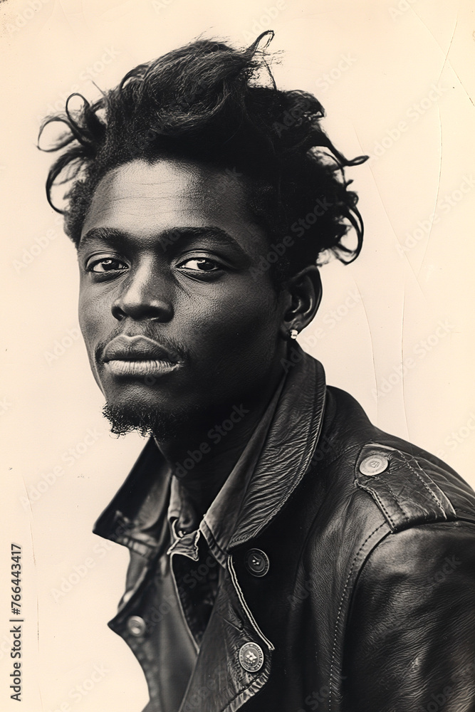 Obraz premium Portrait of black man. Old black and white film photography