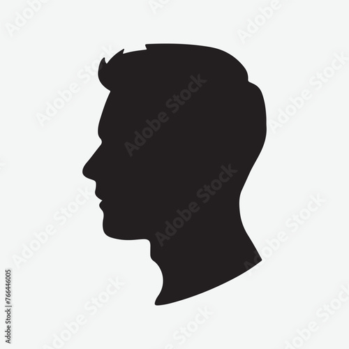Man portrait silhouette looks sideways on a white background Vector illustration