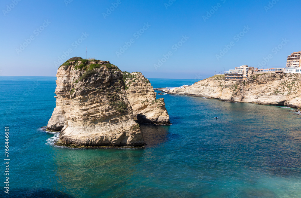 Fototapeta premium Lebanon Beirut Pigeon rocks on a sunny spring day