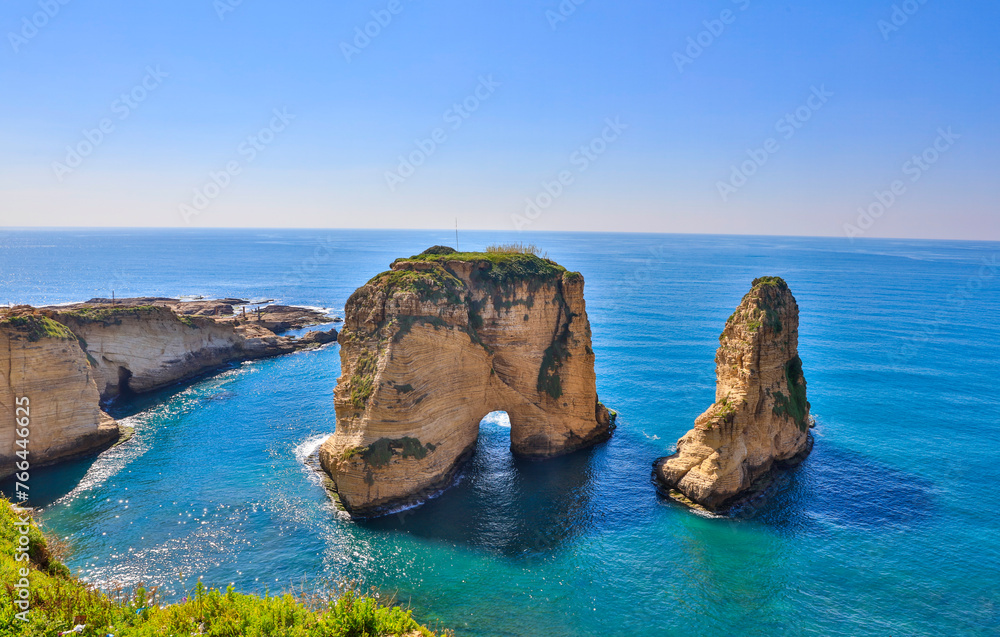 Fototapeta premium Lebanon Beirut Pigeon rocks on a sunny spring day