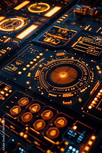 Wallpaper Mural Advanced scifi control panel, pulsating with data for interstellar navigation Torontodigital.ca