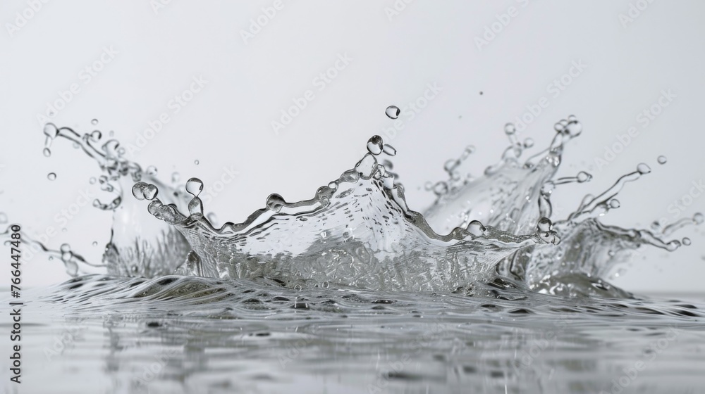 Water splash frozen in mid-air isolated on a white background Water splash frozen in mid-air isolated on a white background