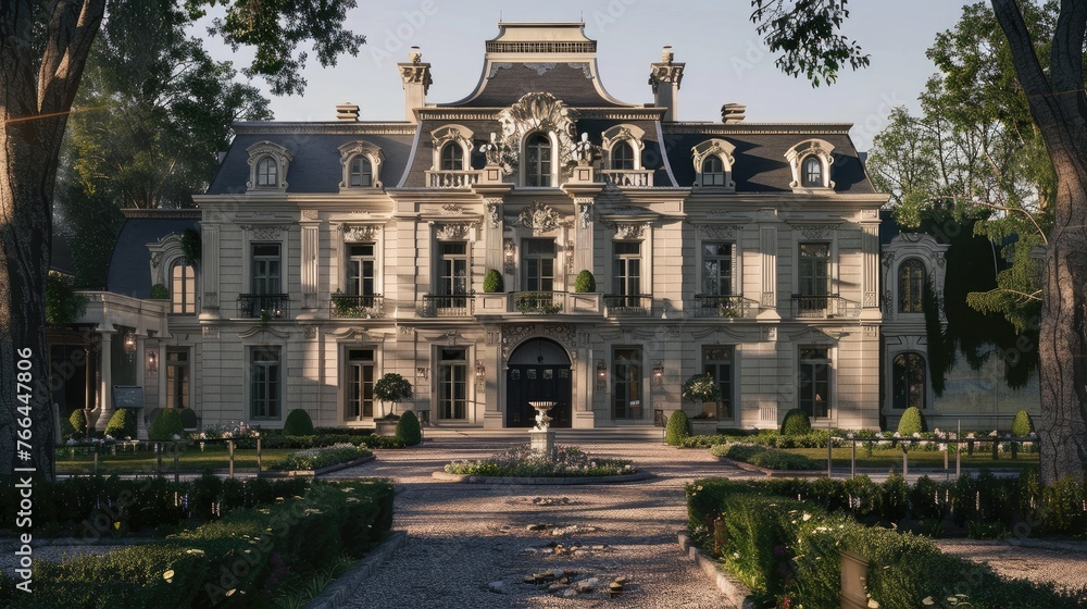 The concept of a large, luxurious mansion building The concept of a large, luxurious mansion building