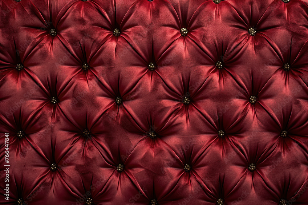 Fototapeta premium Noble red velvet Chesterfield style texture. Background image. Created with Generative AI technology.