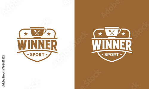 vintage label for sport cafes restaurant logo design