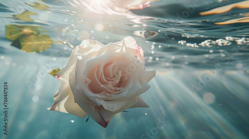 rose floats on the water surface