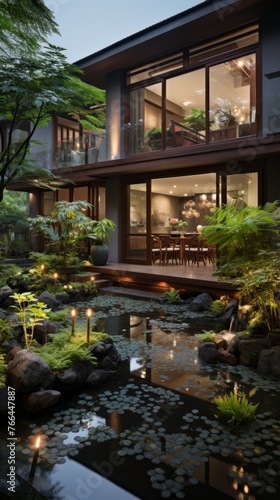 Courtyard with a Modern Asian Style