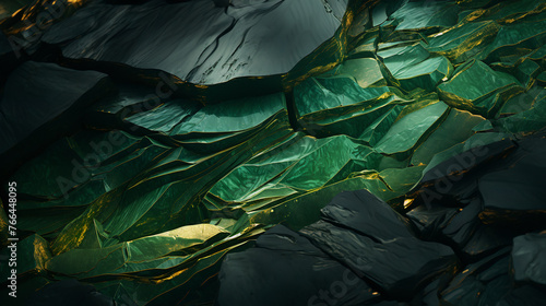 Emerald Elegance: valuable gem, texture, generative art,  green background photo