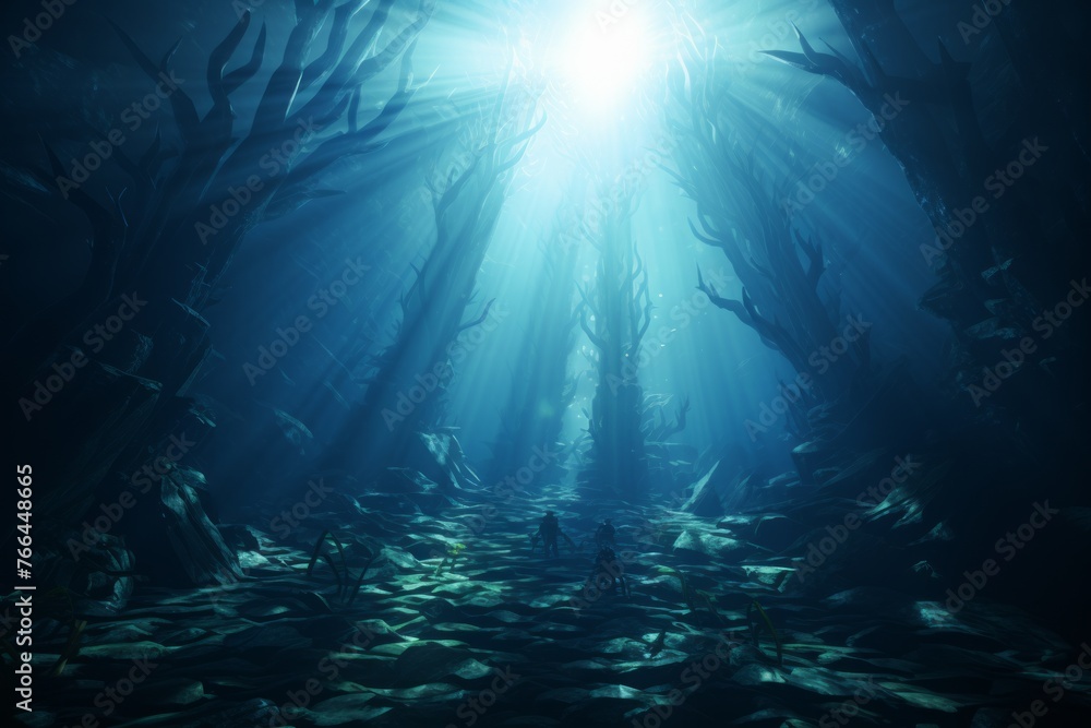 The dark and mysterious underwater forest