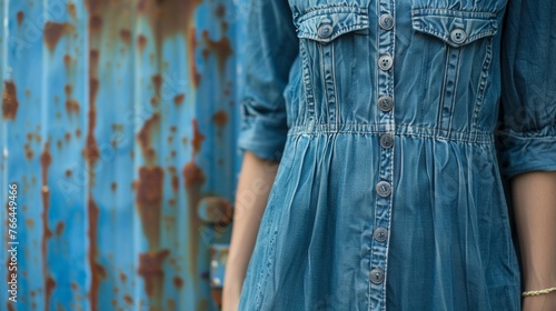 Casual denim dress perfect for a day of leisure. © Balqees