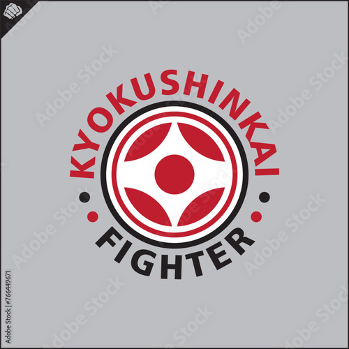 Emblem of kyokushin karate. Martial art colored symbol, logo creative design emblem. Vector.