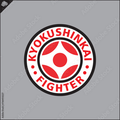 Emblem of kyokushin karate. Martial art colored symbol, logo creative design emblem. Vector.