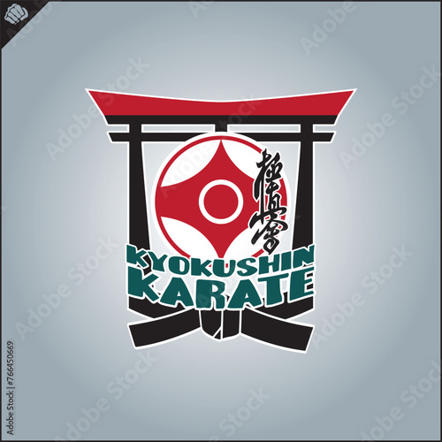 Emblem of kyokushin karate. Martial art colored symbol, logo creative design emblem. Vector.