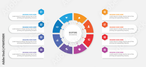 Circle Infographic Template Design With 8 Steps, Process Workflow Diagram