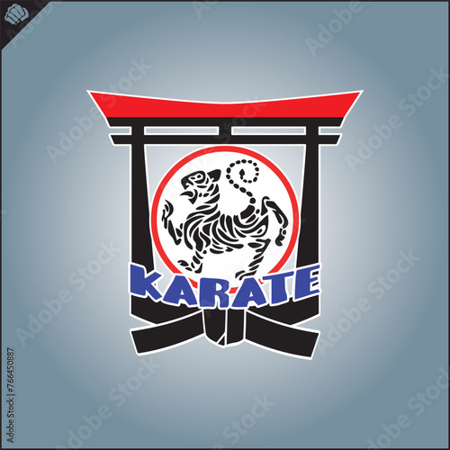Emblem of karate. Martial art colored symbol, logo creative design emblem. Vector.