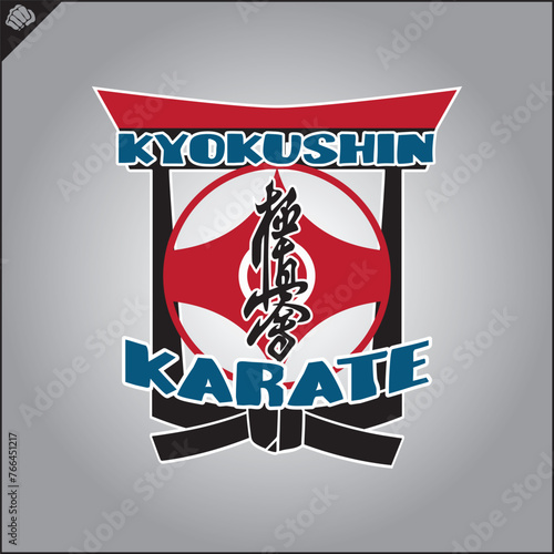 Emblem of kyokushin karate. Martial art colored symbol, logo creative design emblem. Vector.