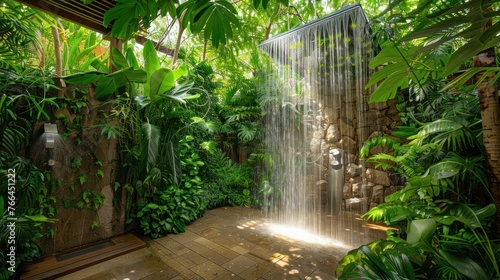 Imagine a spa journey inspired by a tropical rainforest  including a refreshing waterfall shower  an exfoliating fruit enzyme scrub  and a massage und