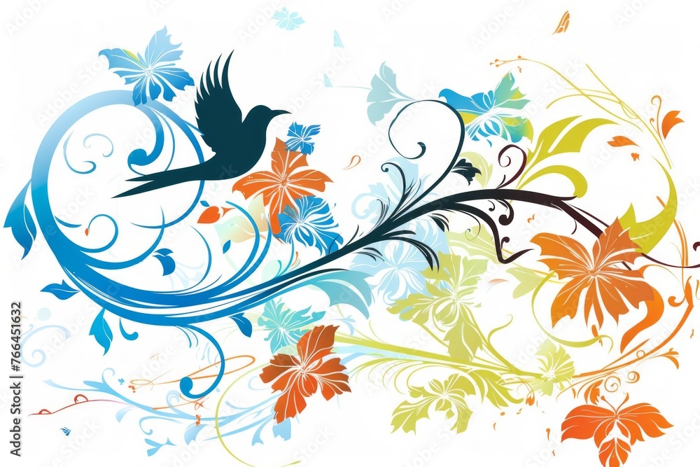 Floral Fantasia: A Kaleidoscope of Birds and Blooms